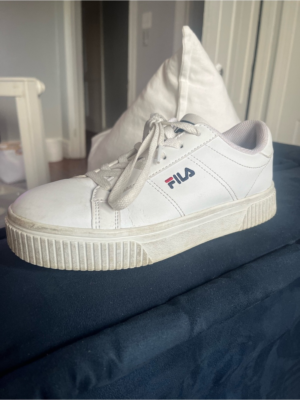FILA White Platform Lace-Up Women's Sneaker with Logo Accent